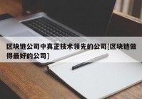 区块链公司中真正技术领先的公司[区块链做得最好的公司]